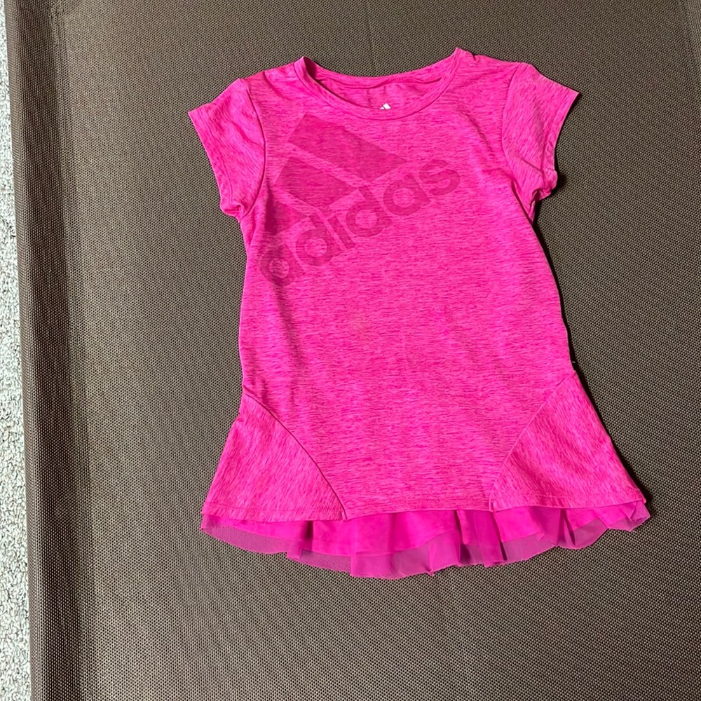 Adidas Youth Pink Ruffle Shirt - Size Small (8/10)